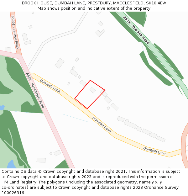 BROOK HOUSE, DUMBAH LANE, PRESTBURY, MACCLESFIELD, SK10 4EW: Location map and indicative extent of plot
