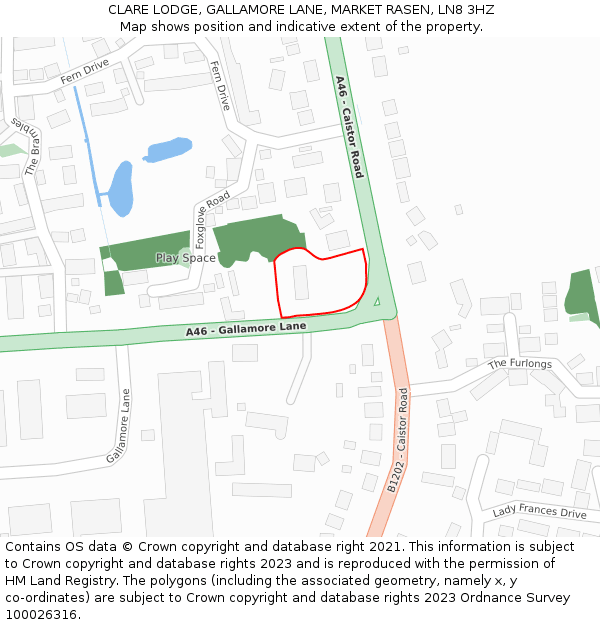 CLARE LODGE, GALLAMORE LANE, MARKET RASEN, LN8 3HZ: Location map and indicative extent of plot