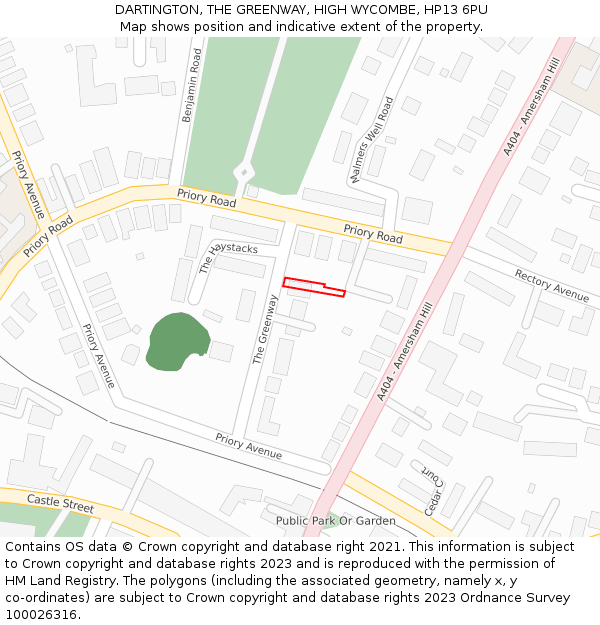 DARTINGTON, THE GREENWAY, HIGH WYCOMBE, HP13 6PU: Location map and indicative extent of plot