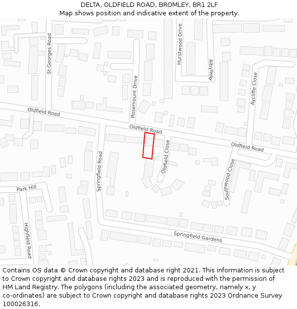DELTA, OLDFIELD ROAD, BROMLEY, BR1 2LF: Location map and indicative extent of plot