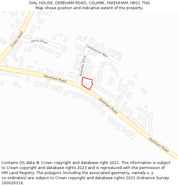 DIAL HOUSE, DEREHAM ROAD, COLKIRK, FAKENHAM, NR21 7NQ: Location map and indicative extent of plot