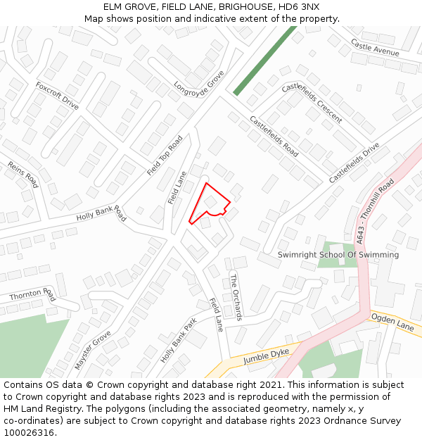 ELM GROVE, FIELD LANE, BRIGHOUSE, HD6 3NX: Location map and indicative extent of plot