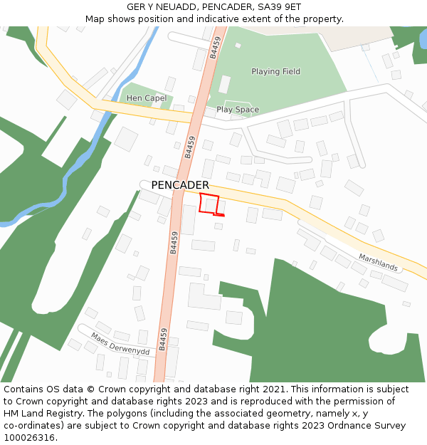 GER Y NEUADD, PENCADER, SA39 9ET: Location map and indicative extent of plot