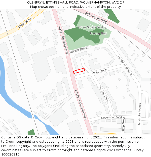 GLENFRYN, ETTINGSHALL ROAD, WOLVERHAMPTON, WV2 2JP: Location map and indicative extent of plot
