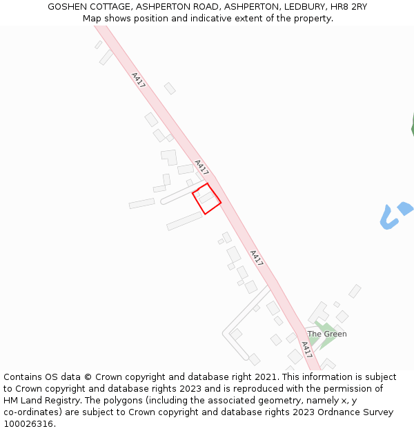 GOSHEN COTTAGE, ASHPERTON ROAD, ASHPERTON, LEDBURY, HR8 2RY: Location map and indicative extent of plot