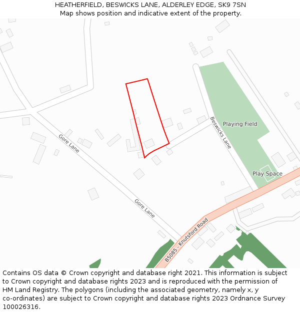 HEATHERFIELD, BESWICKS LANE, ALDERLEY EDGE, SK9 7SN: Location map and indicative extent of plot
