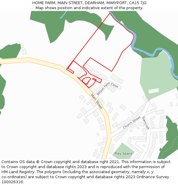 HOME FARM, MAIN STREET, DEARHAM, MARYPORT, CA15 7JG: Location map and indicative extent of plot