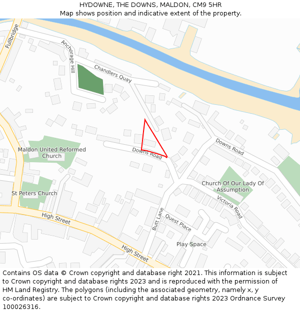 HYDOWNE, THE DOWNS, MALDON, CM9 5HR: Location map and indicative extent of plot