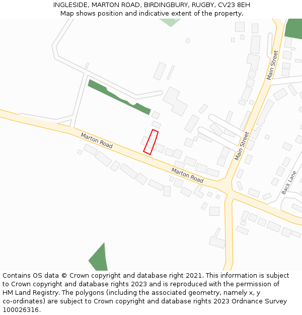 INGLESIDE, MARTON ROAD, BIRDINGBURY, RUGBY, CV23 8EH: Location map and indicative extent of plot