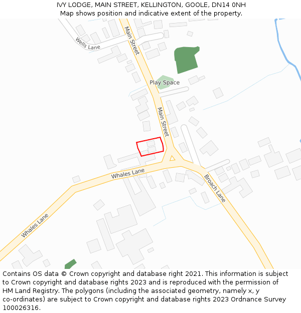 IVY LODGE, MAIN STREET, KELLINGTON, GOOLE, DN14 0NH: Location map and indicative extent of plot