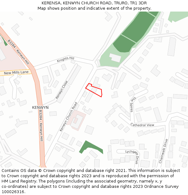 KERENSA, KENWYN CHURCH ROAD, TRURO, TR1 3DR: Location map and indicative extent of plot