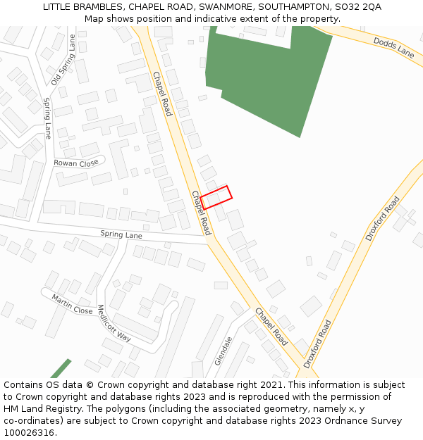LITTLE BRAMBLES, CHAPEL ROAD, SWANMORE, SOUTHAMPTON, SO32 2QA: Location map and indicative extent of plot