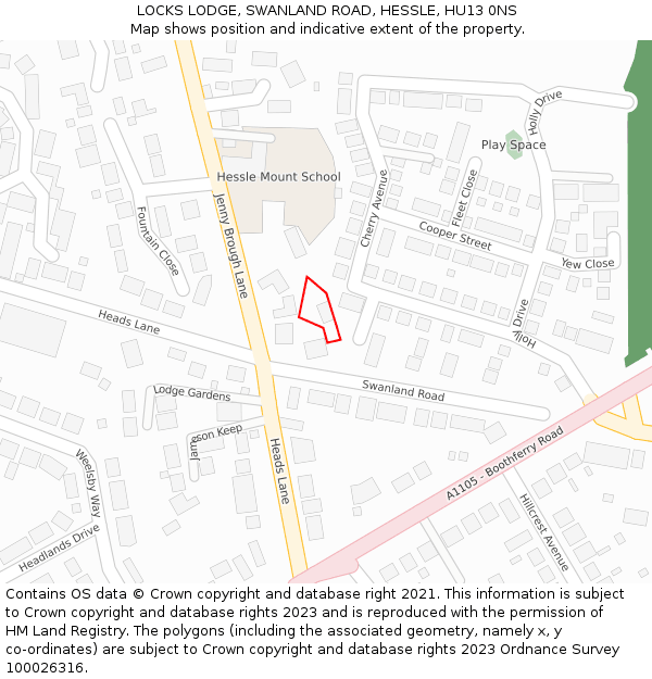 LOCKS LODGE, SWANLAND ROAD, HESSLE, HU13 0NS: Location map and indicative extent of plot