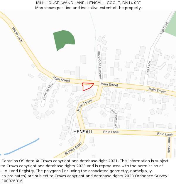 MILL HOUSE, WAND LANE, HENSALL, GOOLE, DN14 0RF: Location map and indicative extent of plot