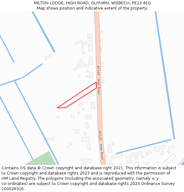 MILTON LODGE, HIGH ROAD, GUYHIRN, WISBECH, PE13 4EQ: Location map and indicative extent of plot
