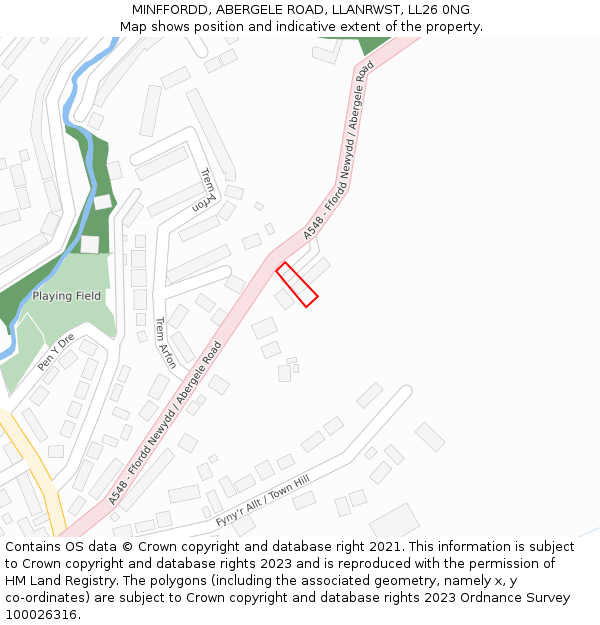 MINFFORDD, ABERGELE ROAD, LLANRWST, LL26 0NG: Location map and indicative extent of plot