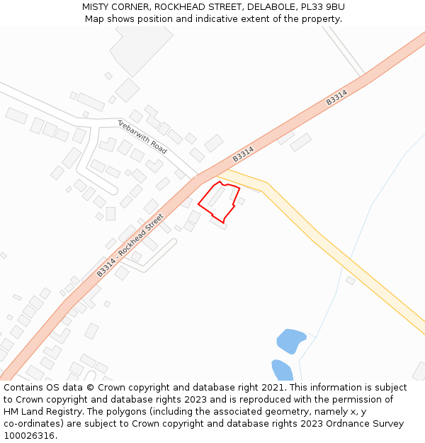 MISTY CORNER, ROCKHEAD STREET, DELABOLE, PL33 9BU: Location map and indicative extent of plot