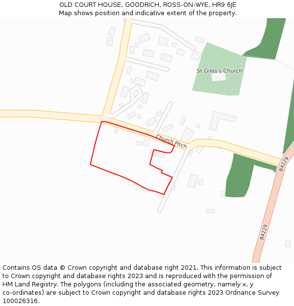 OLD COURT HOUSE, GOODRICH, ROSS-ON-WYE, HR9 6JE: Location map and indicative extent of plot