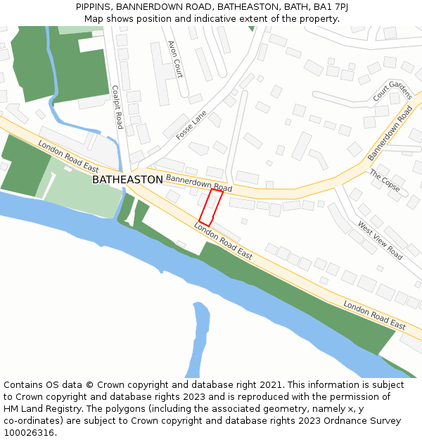 PIPPINS, BANNERDOWN ROAD, BATHEASTON, BATH, BA1 7PJ: Location map and indicative extent of plot