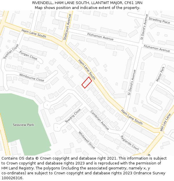 RIVENDELL, HAM LANE SOUTH, LLANTWIT MAJOR, CF61 1RN: Location map and indicative extent of plot