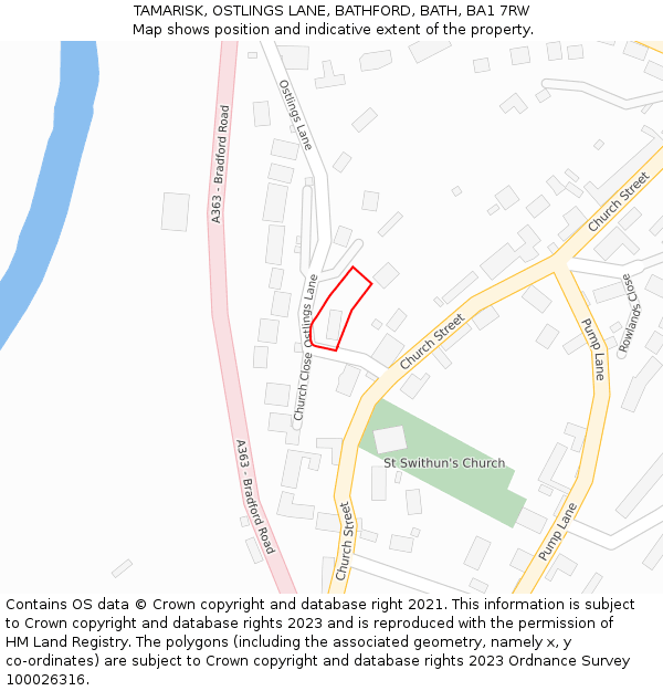 TAMARISK, OSTLINGS LANE, BATHFORD, BATH, BA1 7RW: Location map and indicative extent of plot