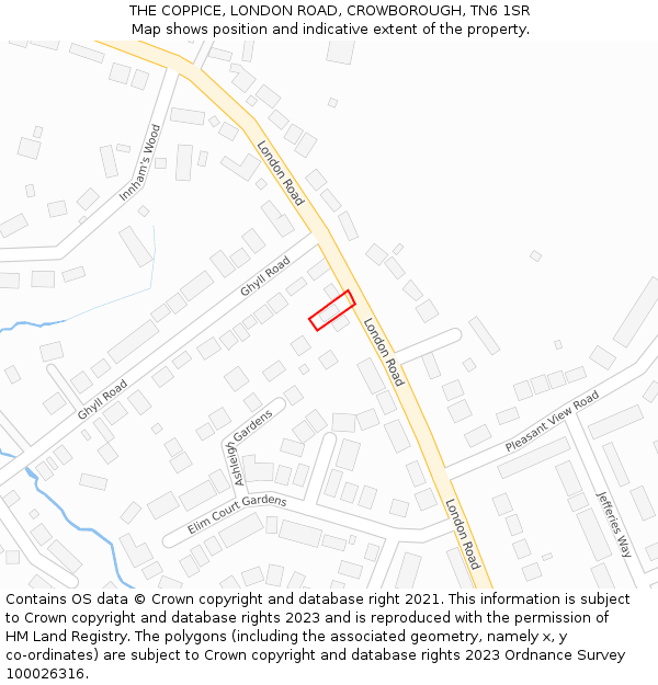 THE COPPICE, LONDON ROAD, CROWBOROUGH, TN6 1SR: Location map and indicative extent of plot