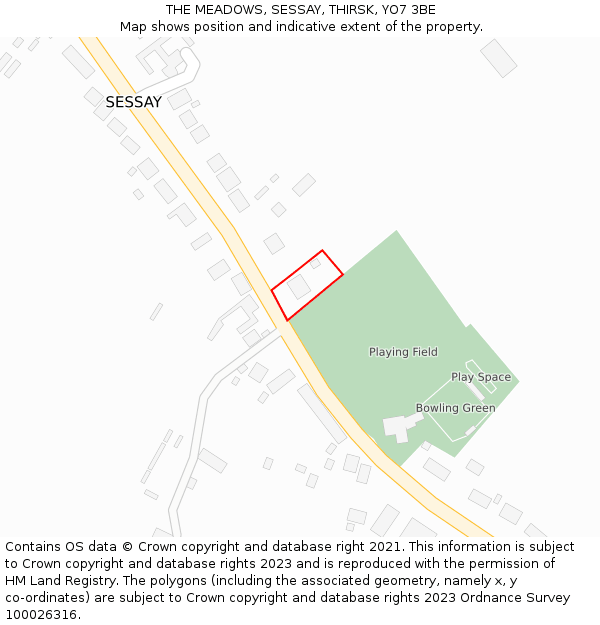 THE MEADOWS, SESSAY, THIRSK, YO7 3BE: Location map and indicative extent of plot