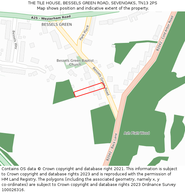 THE TILE HOUSE, BESSELS GREEN ROAD, SEVENOAKS, TN13 2PS: Location map and indicative extent of plot