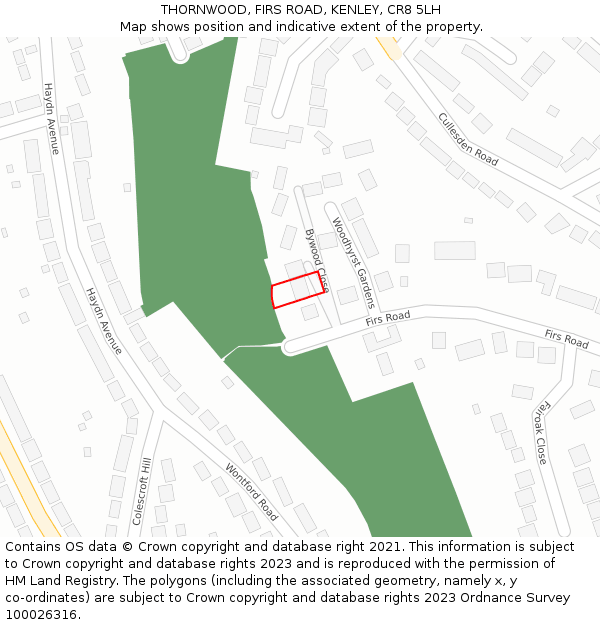 THORNWOOD, FIRS ROAD, KENLEY, CR8 5LH: Location map and indicative extent of plot