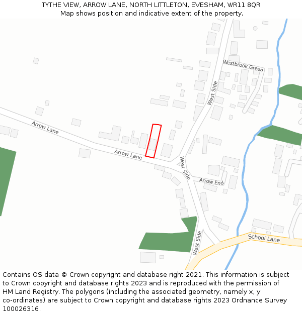 TYTHE VIEW, ARROW LANE, NORTH LITTLETON, EVESHAM, WR11 8QR: Location map and indicative extent of plot