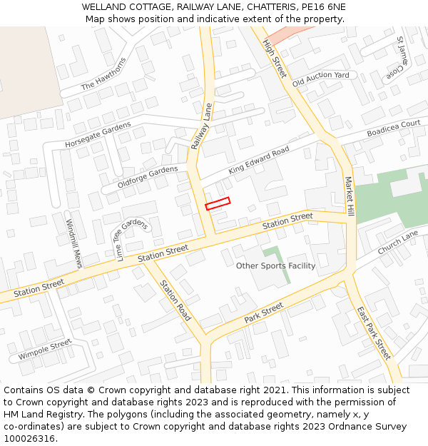 WELLAND COTTAGE, RAILWAY LANE, CHATTERIS, PE16 6NE: Location map and indicative extent of plot