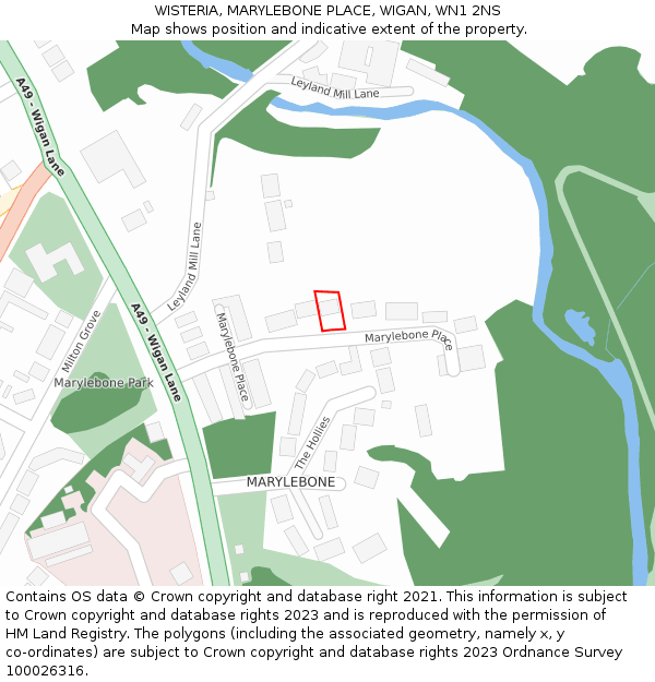 WISTERIA, MARYLEBONE PLACE, WIGAN, WN1 2NS: Location map and indicative extent of plot