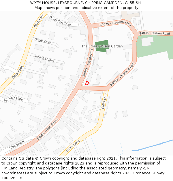 WIXEY HOUSE, LEYSBOURNE, CHIPPING CAMPDEN, GL55 6HL: Location map and indicative extent of plot