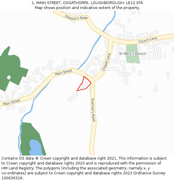 1, MAIN STREET, OSGATHORPE, LOUGHBOROUGH, LE12 9TA: Location map and indicative extent of plot