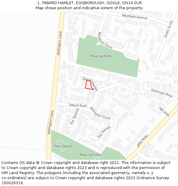 1, TABARD HAMLET, EGGBOROUGH, GOOLE, DN14 0UR: Location map and indicative extent of plot
