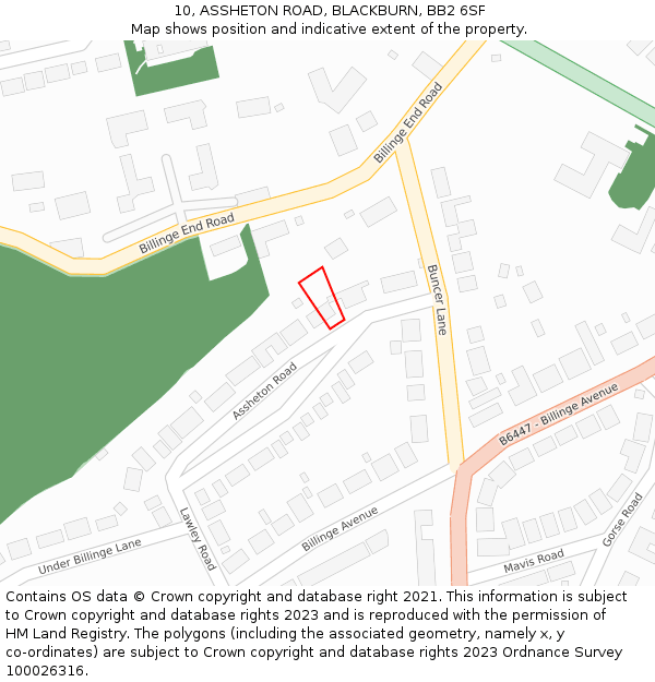 10, ASSHETON ROAD, BLACKBURN, BB2 6SF: Location map and indicative extent of plot