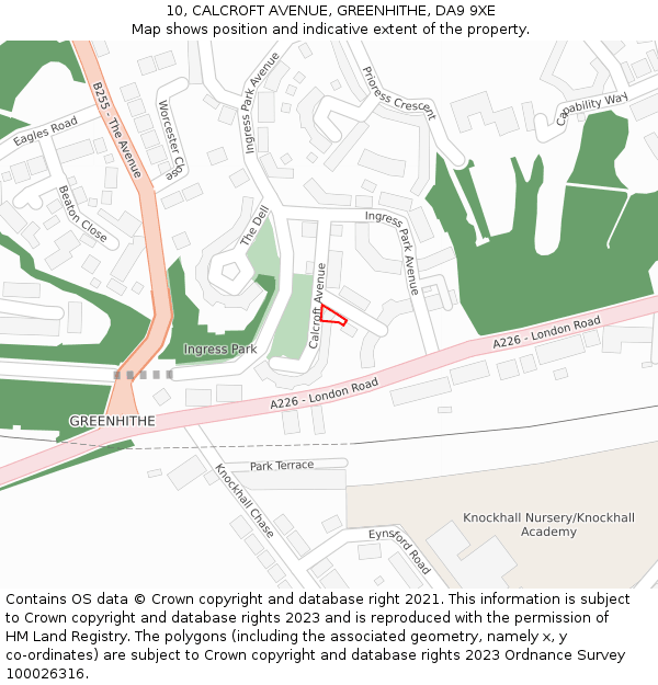 10, CALCROFT AVENUE, GREENHITHE, DA9 9XE: Location map and indicative extent of plot