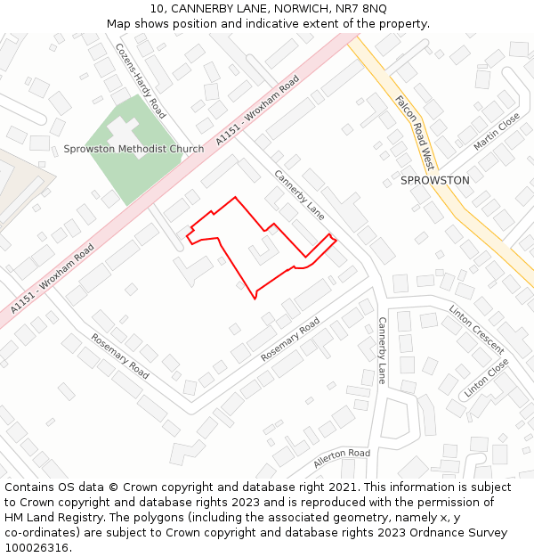 10, CANNERBY LANE, NORWICH, NR7 8NQ: Location map and indicative extent of plot