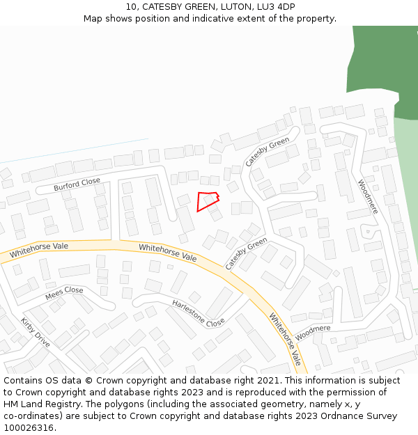 10, CATESBY GREEN, LUTON, LU3 4DP: Location map and indicative extent of plot