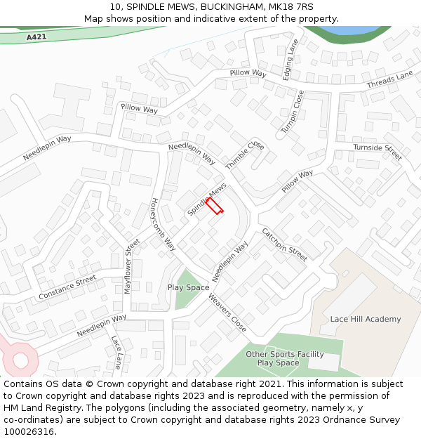 10, SPINDLE MEWS, BUCKINGHAM, MK18 7RS: Location map and indicative extent of plot