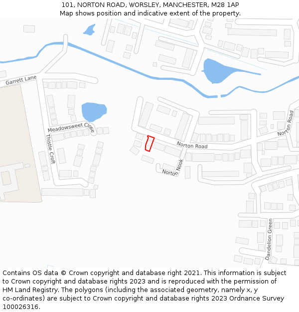 101, NORTON ROAD, WORSLEY, MANCHESTER, M28 1AP: Location map and indicative extent of plot