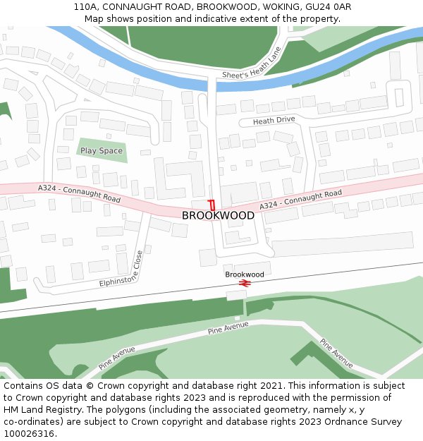 110A, CONNAUGHT ROAD, BROOKWOOD, WOKING, GU24 0AR: Location map and indicative extent of plot