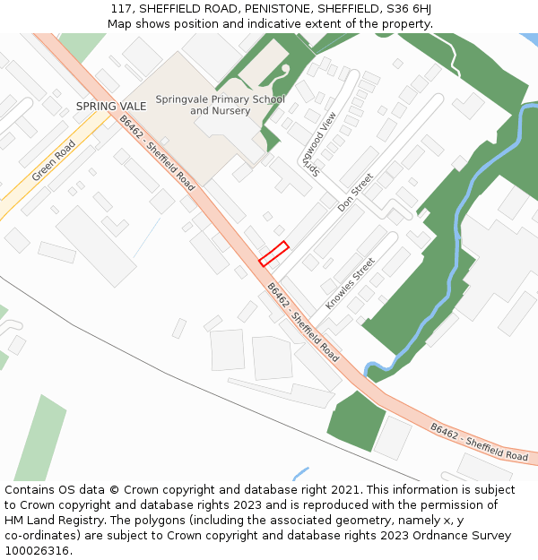 117, SHEFFIELD ROAD, PENISTONE, SHEFFIELD, S36 6HJ: Location map and indicative extent of plot