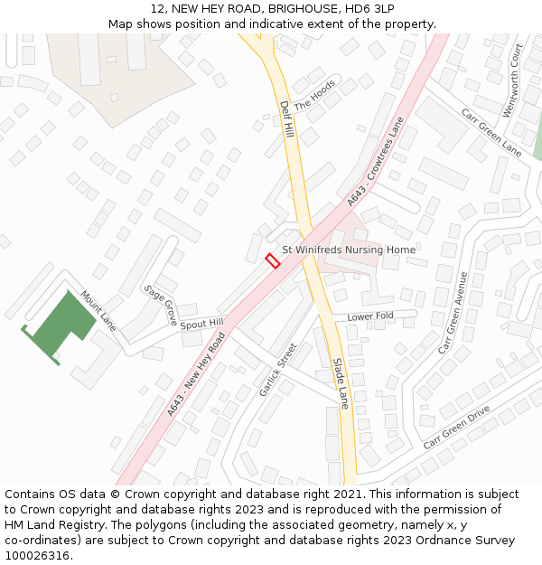 12, NEW HEY ROAD, BRIGHOUSE, HD6 3LP: Location map and indicative extent of plot