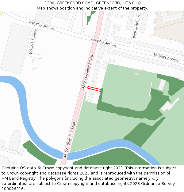 1200, GREENFORD ROAD, GREENFORD, UB6 0HQ: Location map and indicative extent of plot