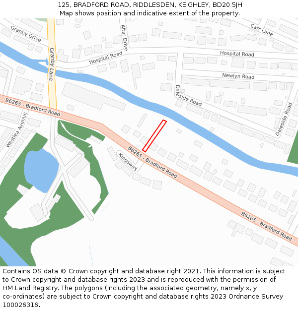 125, BRADFORD ROAD, RIDDLESDEN, KEIGHLEY, BD20 5JH: Location map and indicative extent of plot