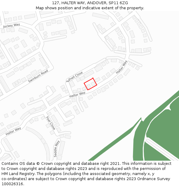 127, HALTER WAY, ANDOVER, SP11 6ZG: Location map and indicative extent of plot