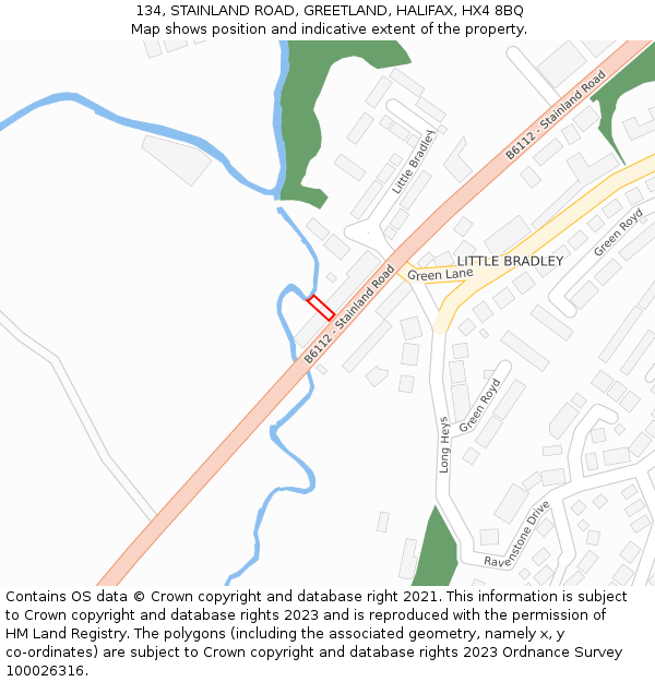 134, STAINLAND ROAD, GREETLAND, HALIFAX, HX4 8BQ: Location map and indicative extent of plot