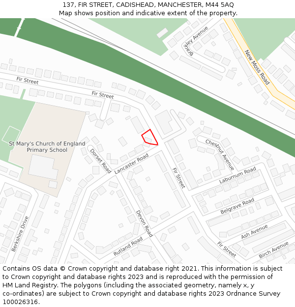 137, FIR STREET, CADISHEAD, MANCHESTER, M44 5AQ: Location map and indicative extent of plot