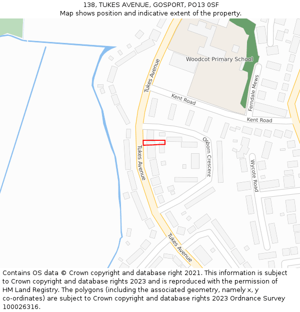 138, TUKES AVENUE, GOSPORT, PO13 0SF: Location map and indicative extent of plot